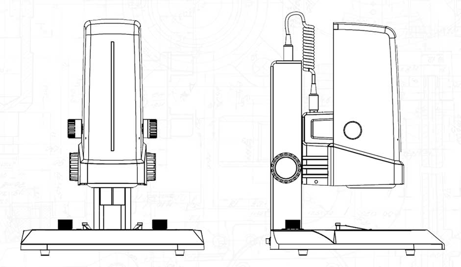 Inspection microscope from side and back